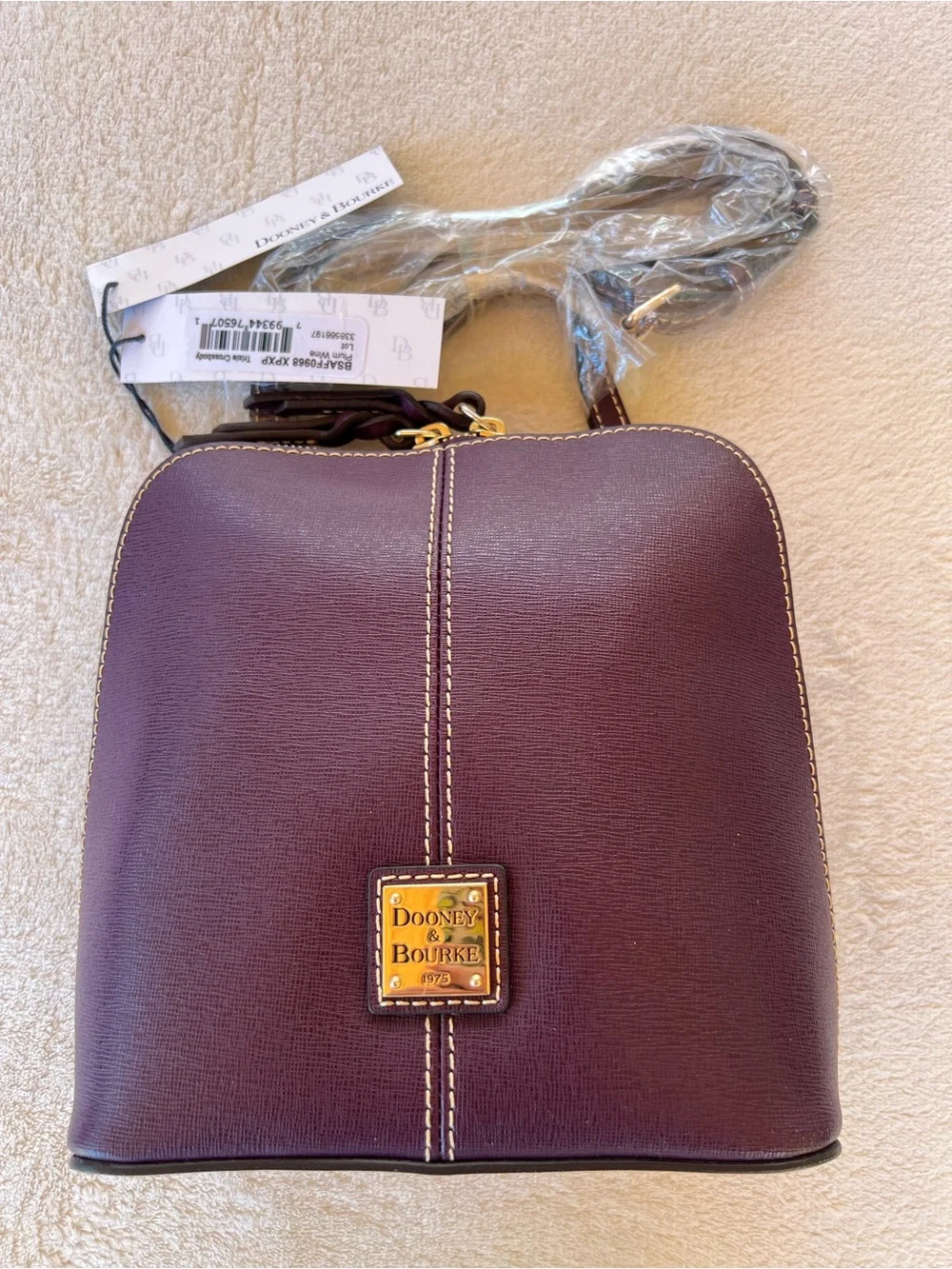 DOONEY & BOURKE TRIXIE PLUM WINE SAFFIANO LEATHER CROSSBODY BAG NWT
